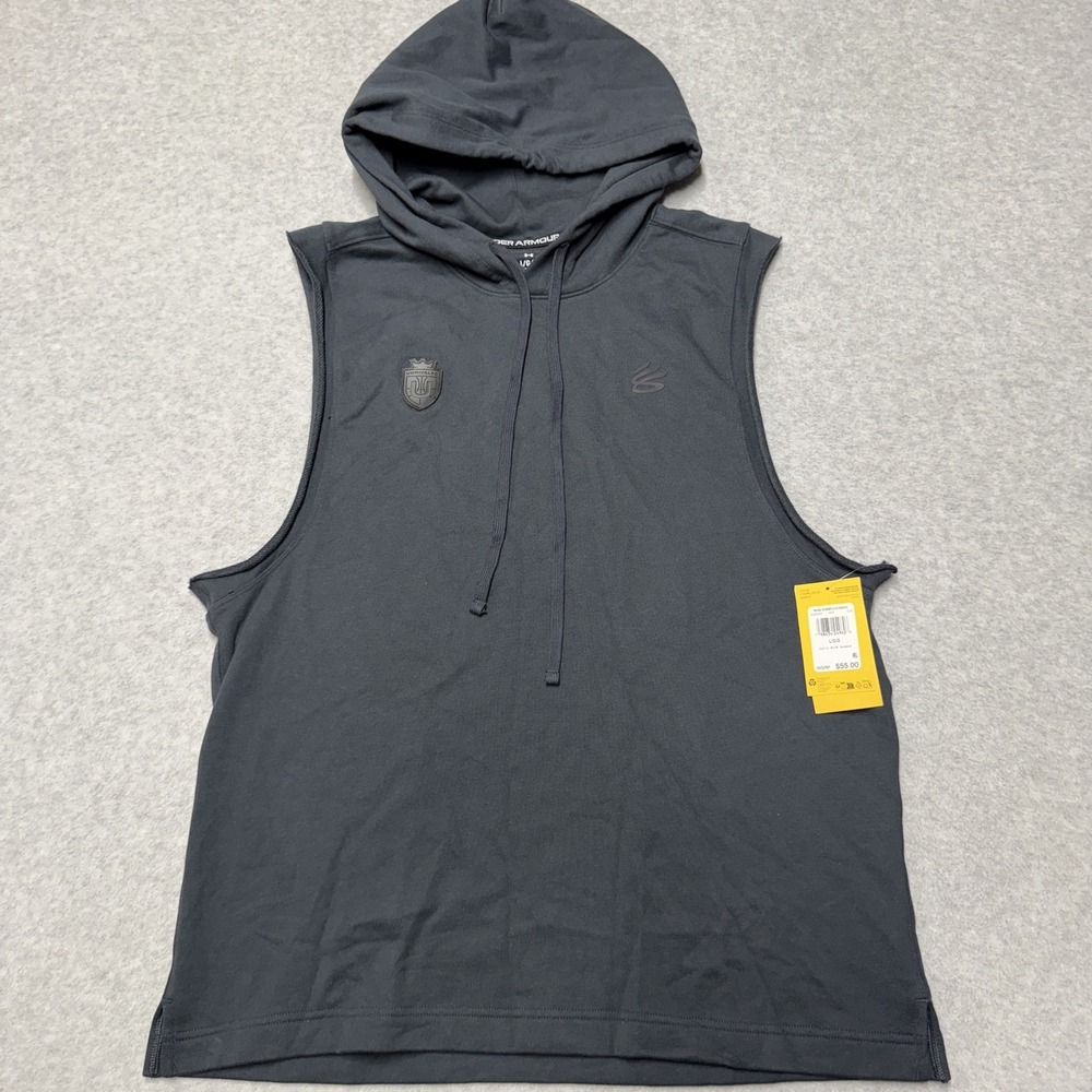 Under Armour Curry Hoodie Mens Large Blue Sleeveless Pullover Gym Training